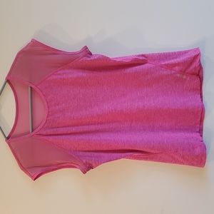 Reebok Pink Mesh Shoulder Athletic Yoga Running Top